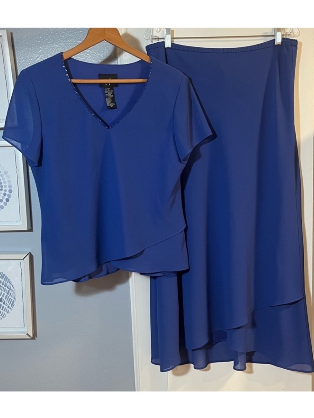 Vintage Positive Attitude Women’s Two Piece Formal Skirt Set Size 12 - Blue